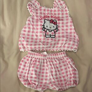 Hello Kitty Pink Checkered Diaper Cover Set